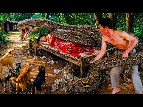 72 Hours SURVIVAL 😨 Giant Python Crawls Over Sleeping Girl – Dogs Fight Back! NO ESCAPE! 🐍