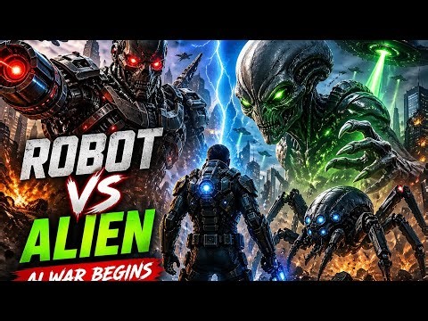 AI WAR 🤖👽 Robot vs Alien | Who Wins?"#RobotVsAlien#AIWar#AIVideo #SciFiShort#AlienAttack #RobotFight