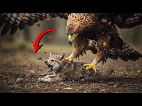 MOTHER WOLF RUNS DESPERATELY… HER CUB IS BEING HUNTED BY A GIANT EAGLE…
