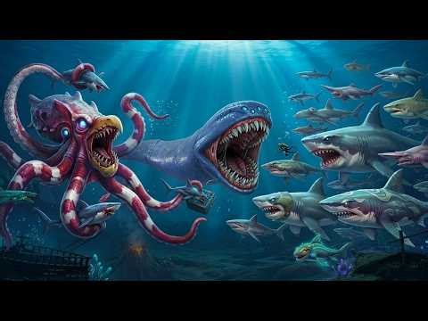 Abyssal Horror! Kraken & El Gran Maja vs Shark Army in Bloop Fights Sea Eater