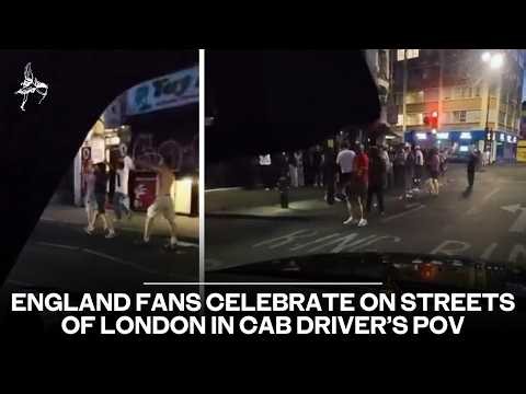 Cab driver catches jubilation on streets of London after England win over Mexico