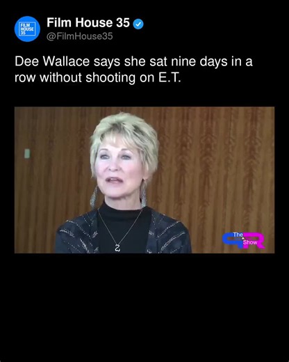 Dee Wallace played Mary, Elliott's mother, in E.T. the Extra-Terrestrial and starred in The Howling and Cujo. She describes an actor as a racehorse ready to run, and says that on E.T. she once sat in makeup nine days in a row without going on set. E.T. the Extra-Terrestrial (1982) was directed by Steven Spielberg and became the highest grossing film of its time. Wallace spoke on The Peet and Reet Show in 2016. Follow @FilmHouse_35 for more. #Halloween #ET #DeeWallace #Spielberg #80sMovies