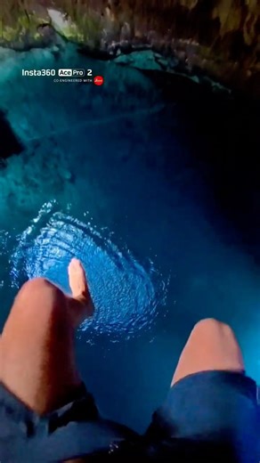 Google Maps said: Straight down… so we did 😅 | Insta360 Ace Pro 2 #cenote #cliffdiving