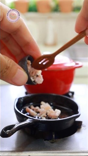 CUTE COOKING IN TINY KITCHEN [ Mini Bacon ] Kitchen Play Set #miniaturecusina