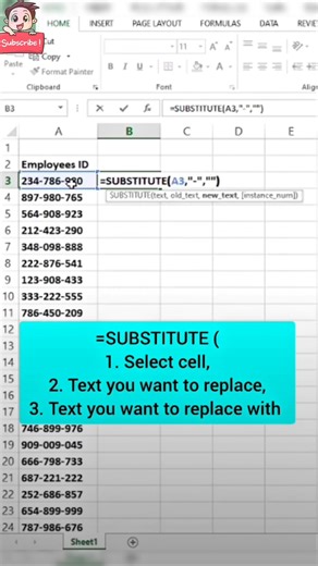 Excel SUBSTITUTE Function Tutorial | Replace Text Easily in Excel | Beginner Training#shorts