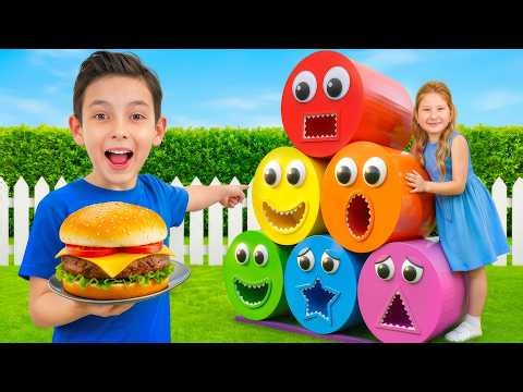 Kids Feed Funny Monsters | Colors, Shapes & Healthy Food