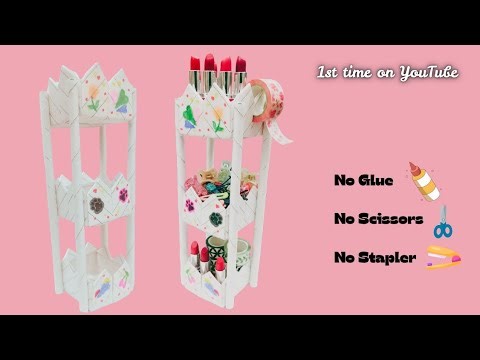 DIY New Origami Desk Organizer | No glue,No Scissors,No Stapler| Aesthetic Desk Decor|Kawaii Doodles
