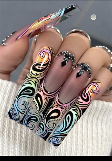 Bandana Nail Art with Sparkle Gel Tutorial