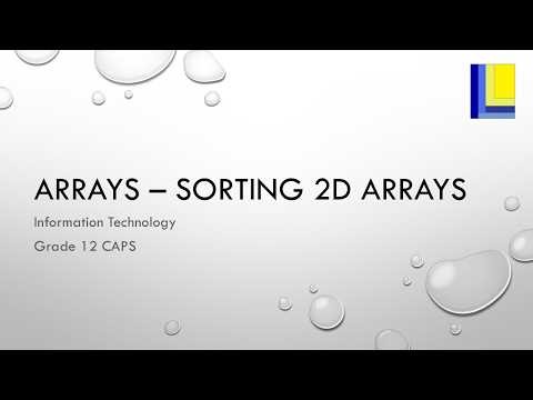 Arrays – Sorting a 2D Array