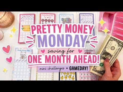 Pretty Money Monday 💸 | Mini Challenges + Gameday Cash Stuffing | Saving One Month Ahead
