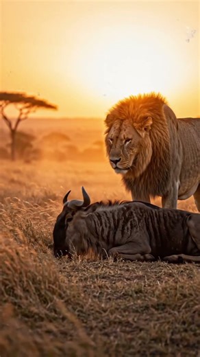 Lion Attacks Wildebeest… But It Fights Back! 🦁🔥