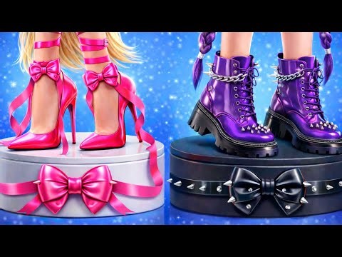 Black VS Pink! Nerd Wants To Be Popular? Amazing Makeup and Beauty Transformation By 123 GO! GOLD