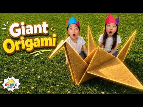 Emma & Kate Make a GIANT Origami Crane! Kid's Fun DIY Crafts 🎨