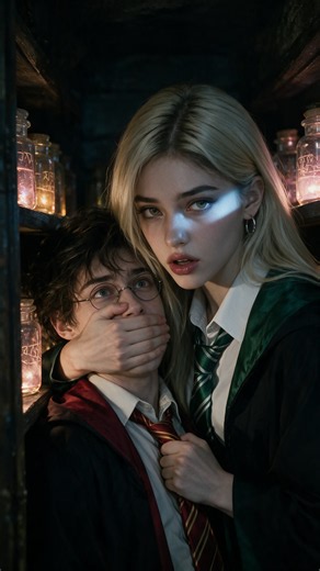 Snuck into the potion store after curfew. Got caught. Got locked in. Had the key the whole time 🖤 #malfoid #drarry #harrypotter #hogwarts #slytherin #romance #enemiestolovers