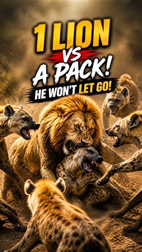 Outnumbered But In Control #lion #hyena