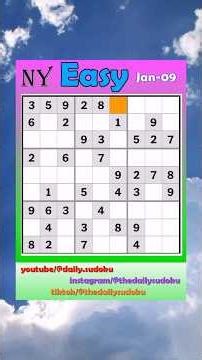 The New York Times Daily #Sudoku 2026-01-09 Easy #puzzle #games #education #braingames
