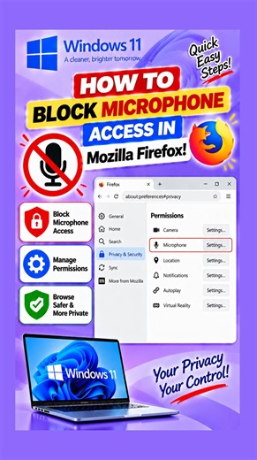How to Block Microphone Access in Mozilla Firefox! #Shorts #windows11