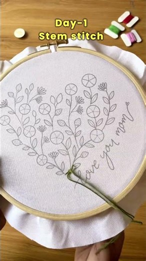 Day 1 - stem stitch. Stay tuned for more stitches to learn #handbroidery #diy #art