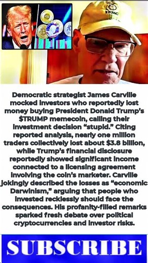 James Carville Mocks Investors Who Lost Big On Trump Crypto Coin: ‘You're Too Stupid’