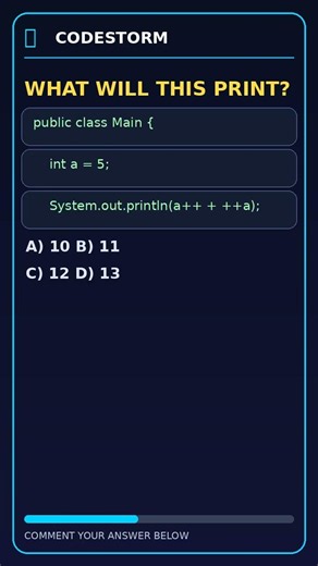 💻 Can You Guess the Java Output? 🤔🔥 👇 Comment your answer!🚀#Java #Coding #Shorts