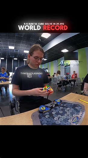 Tymon Kolasinski 5x5 rubik's cube World Record: 29.49s😯🔥 #rubikscube #viral #shorts