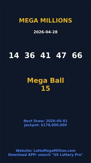 US Lottery Results - Mega Millions Results 2026-04-28