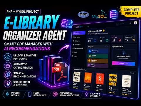 E-Library Organizer Agent 📚 | Smart PDF Manager with AI Recommendations | PHP + MySQL Project