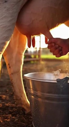 Slow Motion Cow Milking | A Peaceful Farm Moment 🥛 #cowmilking #farmingtraditions
