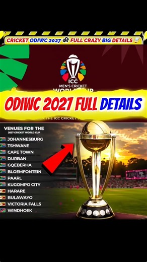 ODI WORLD CUP 2027 FULL SCHEDULE DETAILS🤯