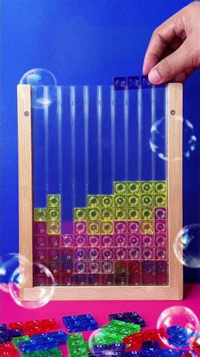 Perfect Tetris Stacking ASMR | Bright Rainbow Balloon Background
