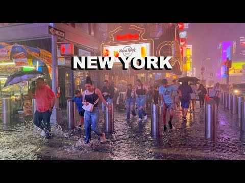 Heavy Rain in New York City Flash Flood & Intense Rain Walk ASMR for Sleeping