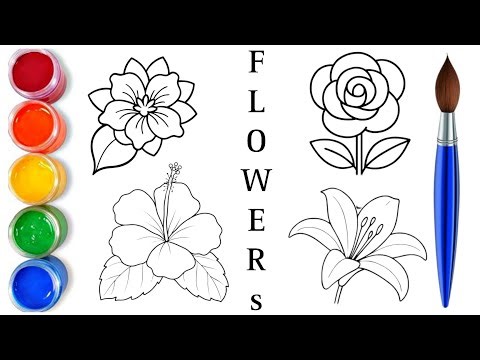 How to draw easy flowers | easy drawing step by step for kids