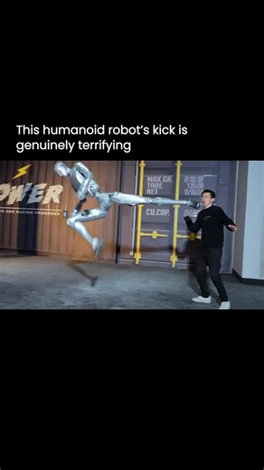 Artificial Intelligence | ChatGPT | Technology on Instagram: "Unitree’s H2 humanoid robot is starting to show levels of strength and athleticism that feel unreal. In this demo, the H2 delivers kicks powerful enough to launch a 60 kg target (132 lb). The force comes from its high torque leg motors, precise balance control, and a frame that moves more like an athlete than a machine. The speed and stability make the moment even more unsettling. It reacts instantly, adjusts its posture, and hits wit