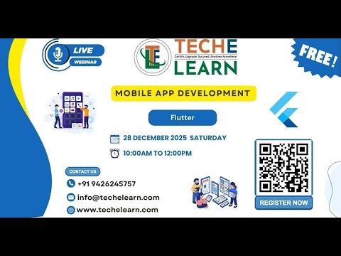 Flutter | Mobile App Development | Free webinar | TechELearn