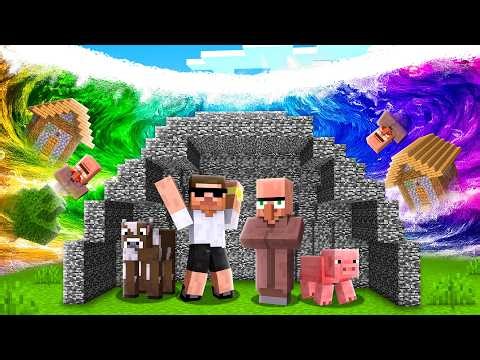 Building Bunker to Survive Rainbow Disaster in Minecraft..