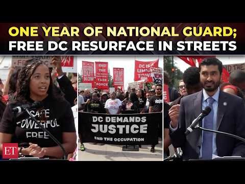 'End the occupation': D.C. protesters take to the streets a year after Trump deployed Guard troops