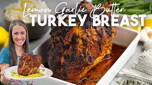 Lemon garlic butter turkey breast + slow cooker turkey breast