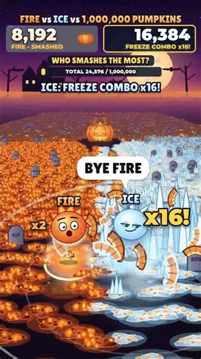 FIRE vs ICE vs 1,000,000 Pumpkins: Who Smashes the Most?