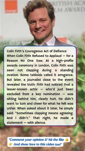 Colin Firth's Courageous Act of Defiance
