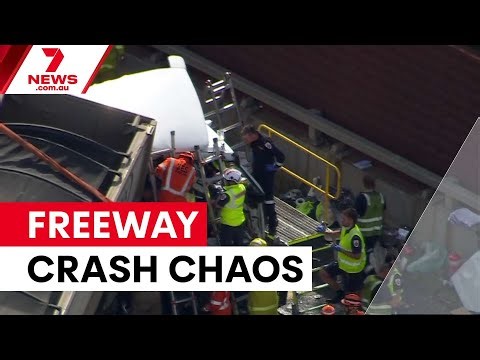 Truck driver critical after Princes Freeway collision | 7NEWS