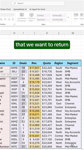 How to return multiple values in Excel using advanced Xlookup! #excel #xlookup #spreadsheet