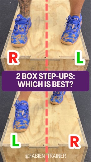 Fabien - Crossfit Coach L3 on Instagram: "Two box step-up styles, two different goals 👇 🦵 Step Down Backwards ✅ Builds glute and hamstring control ✅ Improves balance and posterior strength ↔️ Cross Over at the Top ✅ Boosts hip mobility ✅ Trains lateral stability and coordination Switch between both for balanced, strong legs 🔥 Which one do you use more in training? 👇 #crossfit #boxstepup #training #wod #fitness mobility legtraining strength coordination"