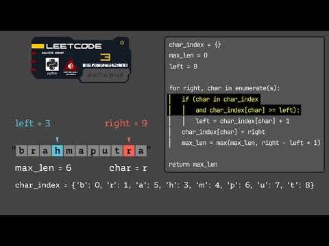 LeetCode #3 (Longest Substring Without Repeating Characters): Algorithm Visualization in Python