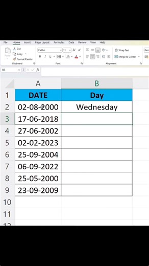 Excel me Date se Day Name Kaise Nikale 😲 | Excel Formula Trick