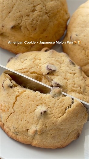American Cookie × Japanese Melon Pan 🍪🍈 (Brown Butter Recipe)