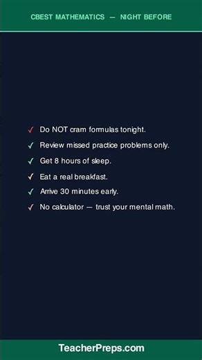 CBEST Math Night Before Your Exam | Teacher Certification | #Shorts