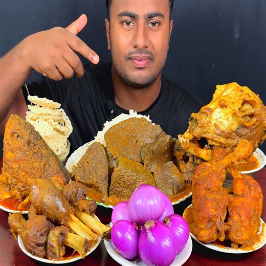 ASMR: Eating Spicy Beef Lange, Fish Head, Mutton Nalli, Chicken, Goat Head with Rice || Eating Show | EatsZone