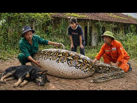 Giant Golden Python Attacks a Hunting Dog | Dramatic Life-or-Death Rescue in an Abandoned House