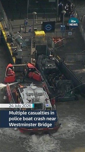 At least five officers have been injured after a police boat struck Westminster Bridge