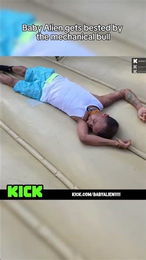 Baby Alien gets thrown around after attempting the mechanical bull